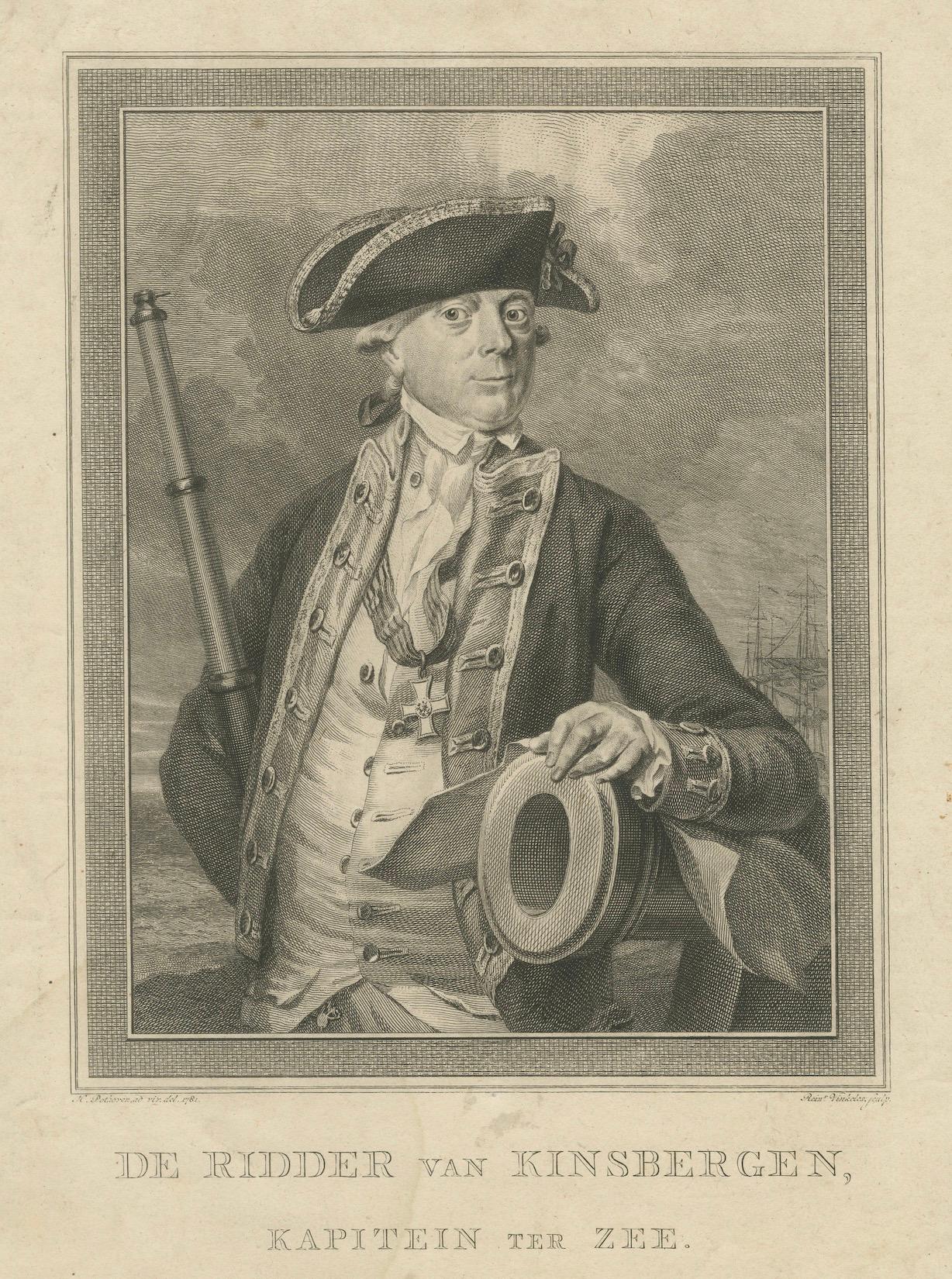 XVIIIe siècle Portrait naval ancien - Jan Hendrik van Kinsbergen, capitaine de navire néerlandais, c.1785 en vente