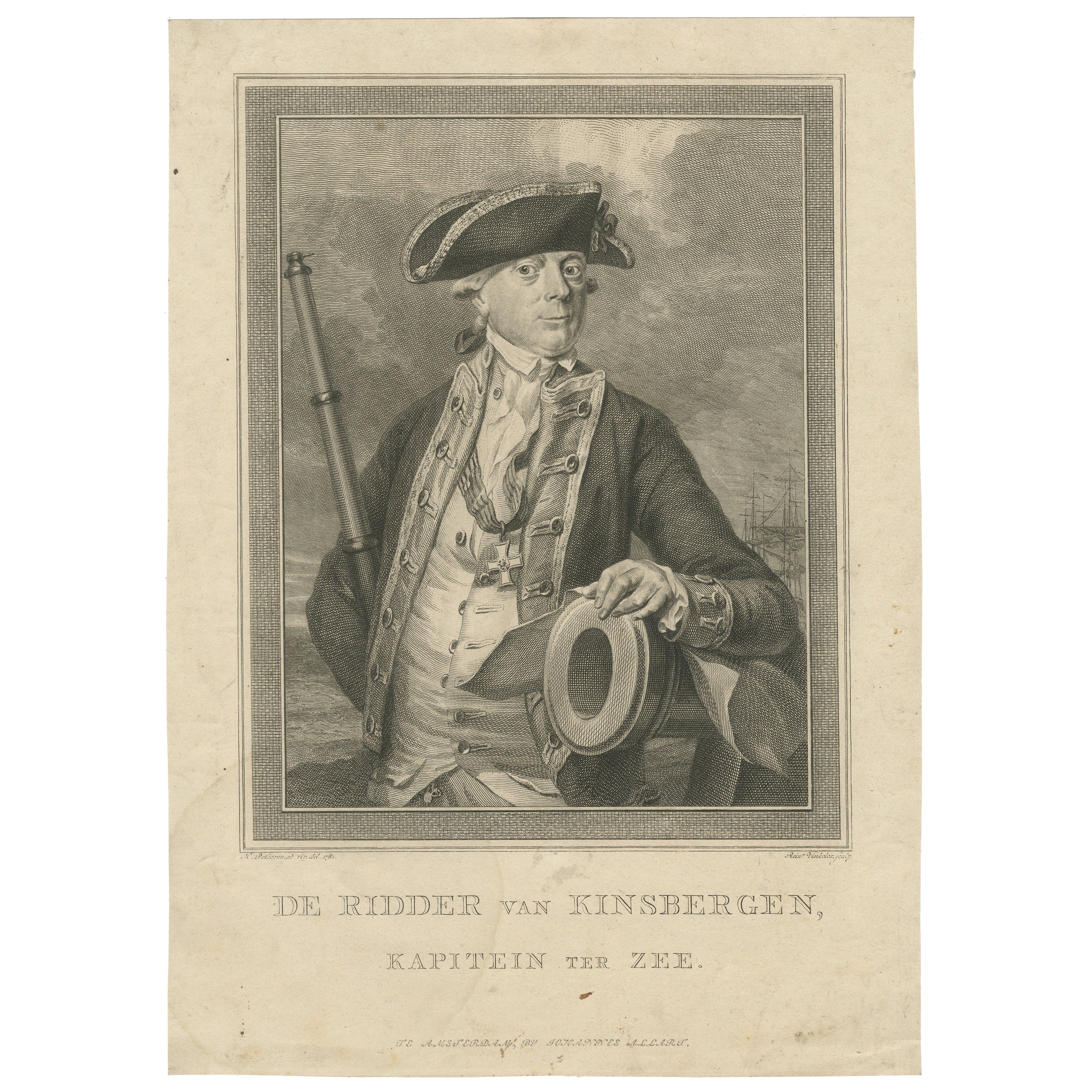 Portrait naval ancien - Jan Hendrik van Kinsbergen, capitaine de navire néerlandais, c.1785 en vente