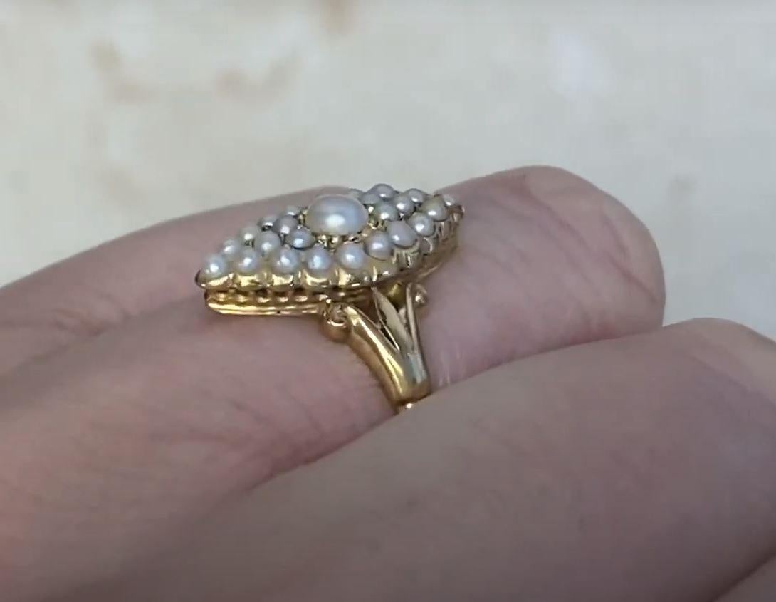 Antique Navette Pearl Cluster Ring, 18k Yellow Gold, Circa 1815 For Sale 2