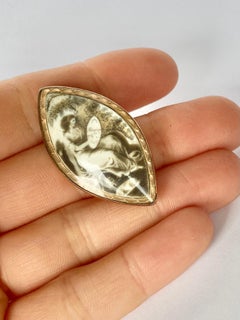 Antique Navette Sepia Brooch