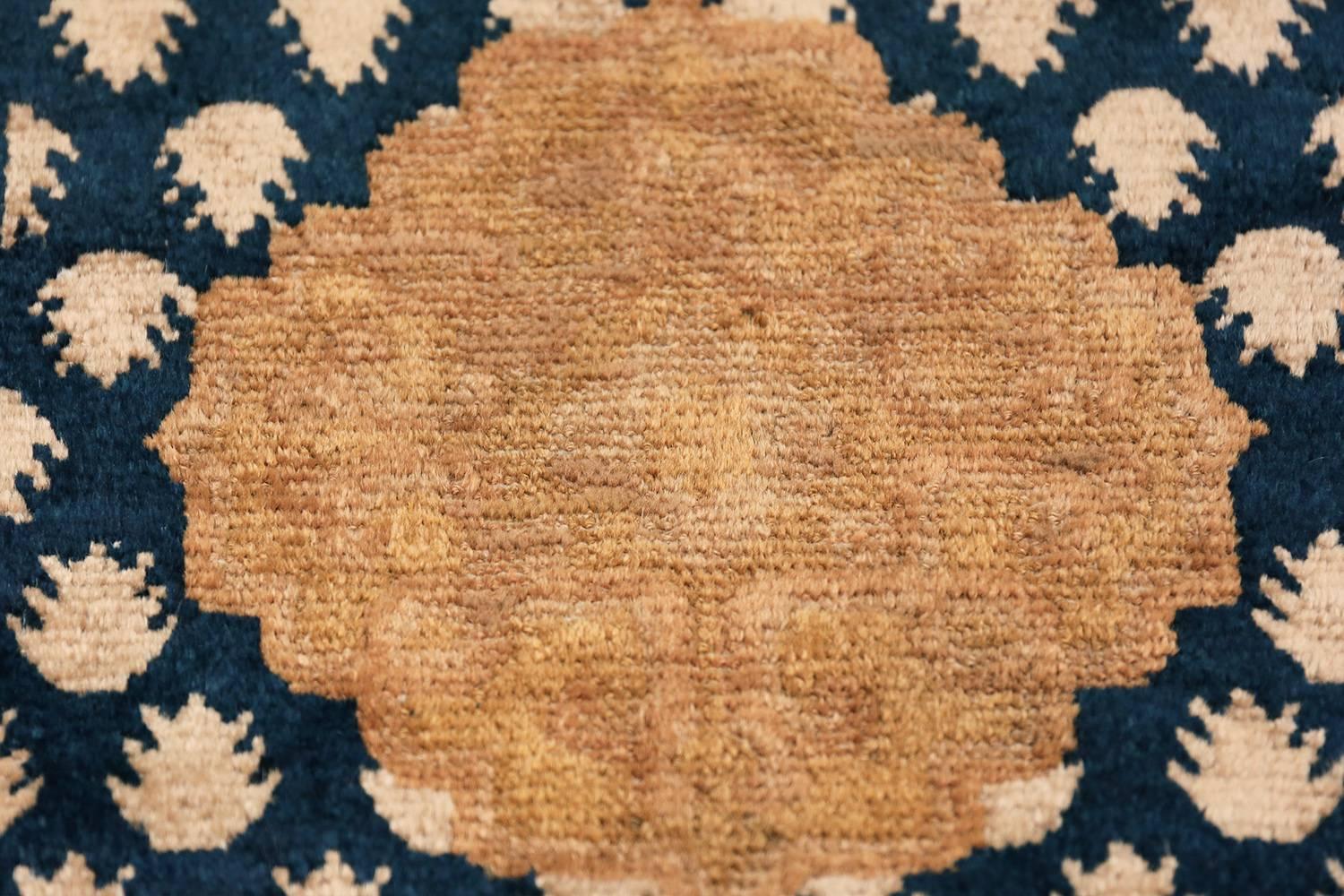 Hand-Knotted Antique Navy Background Chinese Rug
