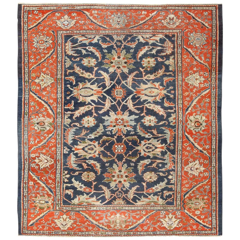 Antique Navy Background Persian, 5 By 8 Rug Size