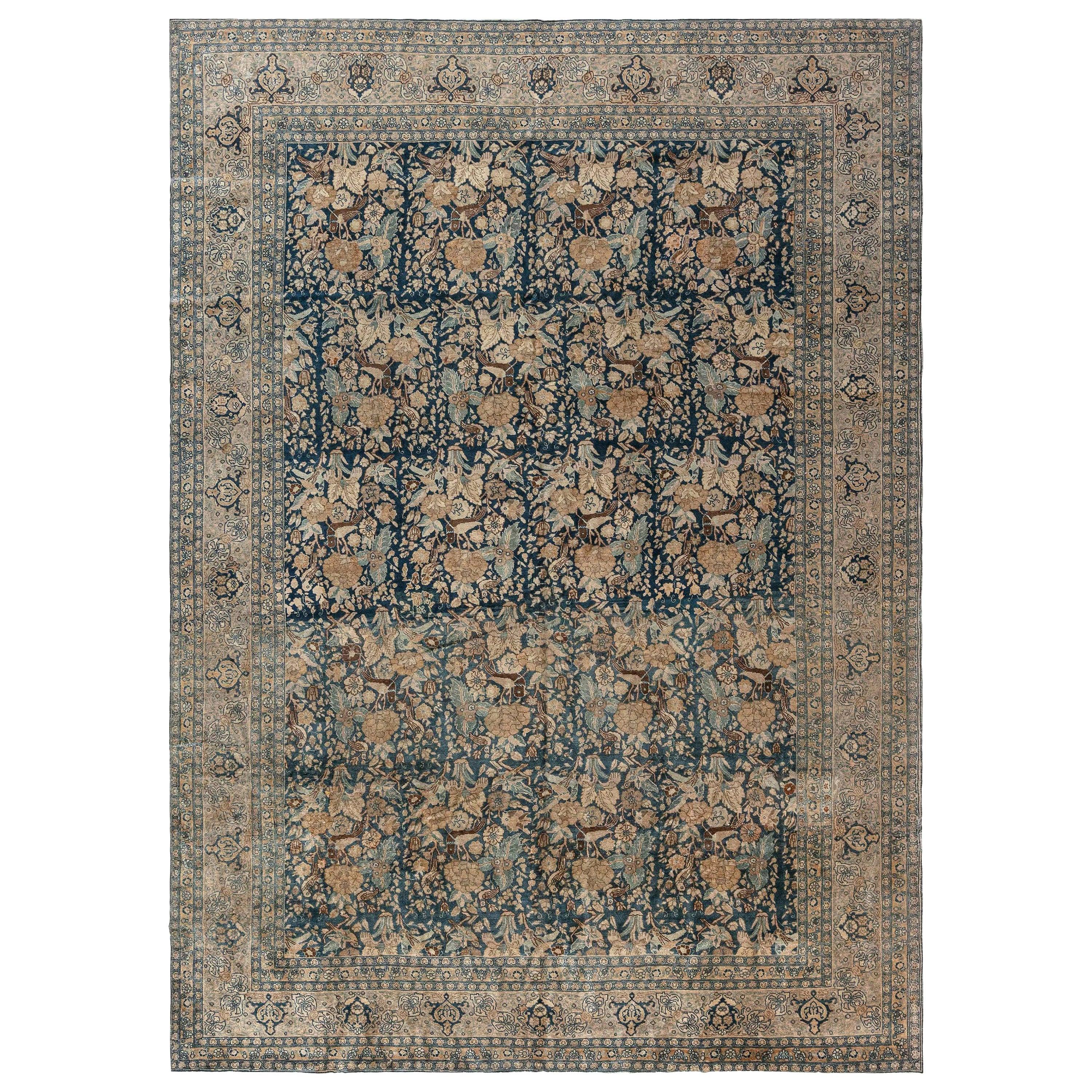 Ivory 1920 Handmade Persian Lilahan Rug, Floral Design For Sale at 1stDibs
