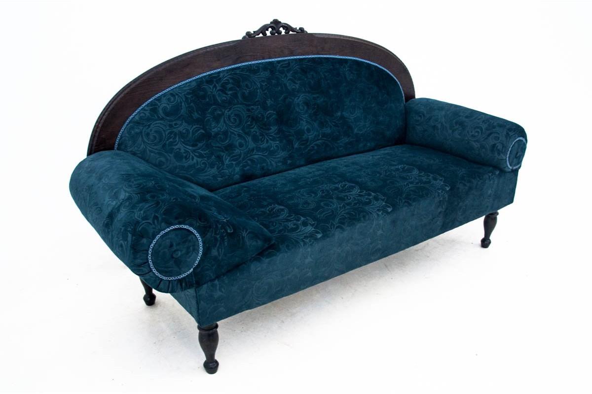 Antique Navy Blue Chaise Longue circa 1910, Renovated 3