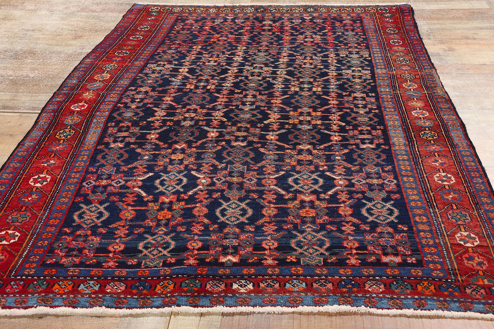 Antique Navy Blue Persian Kurdish Carpet For Sale 1
