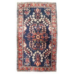 Tappeto Sarouk persiano blu navy antico