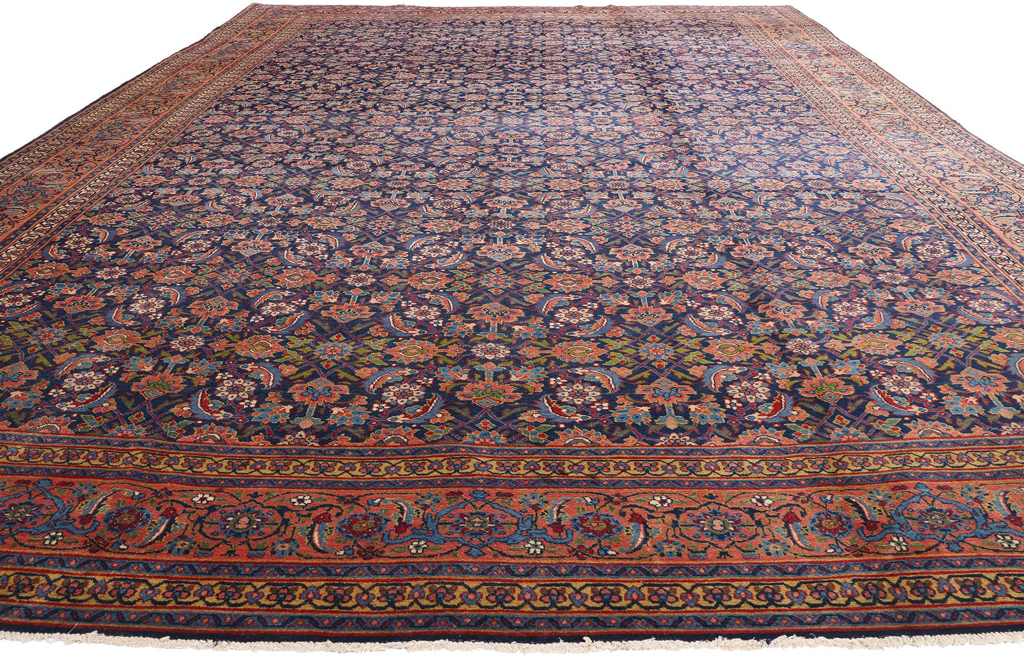 Persiano Tappeto Tabriz persiano blu navy antico, 10'11 x 17'00 in vendita