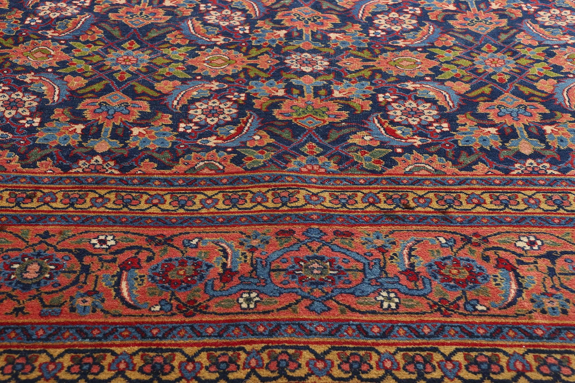 Tappeto Tabriz persiano blu navy antico, 10'11 x 17'00 In condizioni buone in vendita a Dallas, TX