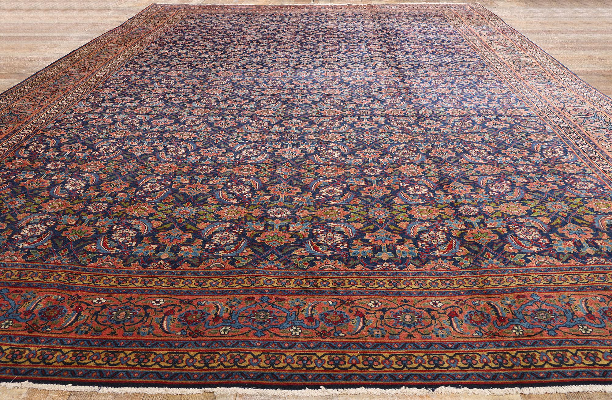 Tappeto Tabriz persiano blu navy antico, 10'11 x 17'00 in vendita 1