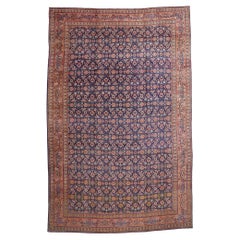 Antique Navy Blue Persian Tabriz Carpet, 10'11 x 17'00