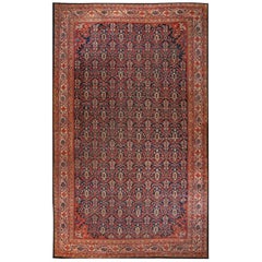 Antique Navy Persian Mahal Rug (Farahan Design) circa 1900 - FREE SHIPPING