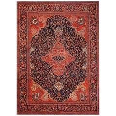 Antique Navy & Red Persian Farahan Rug circa 1920 - FREE SHIPPING