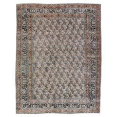 Antique N.E Persian Khorasan Rug In Diagonal Paisley Design with Gray & Sand