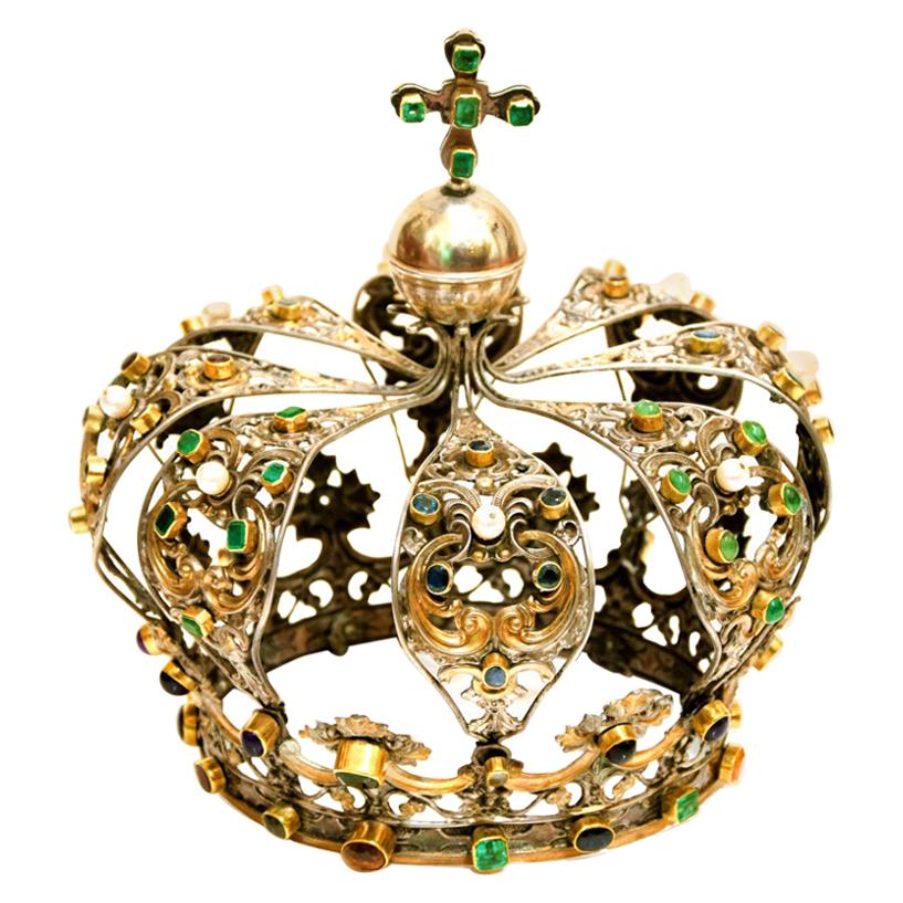 Antique Neapolitan Crown, Handmade in Italy, 18th Century