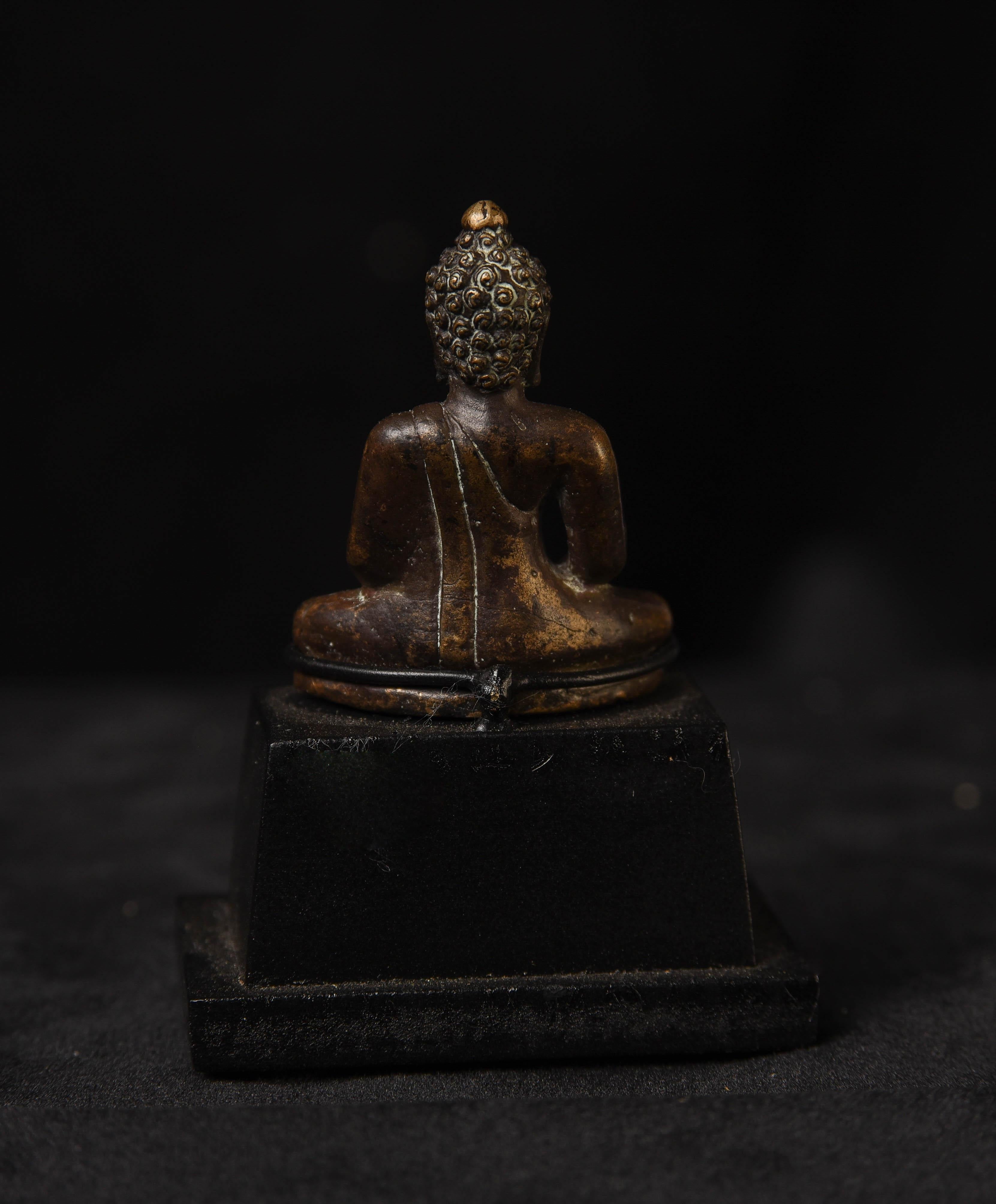 20th Century Antique Near Miniature Thai Solid Cast Bronze Buddha, 5999