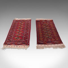 Antique Near Pair, Bokhara Rugs Turkoman Tekke Carpet, Wall Covering, circa 1910