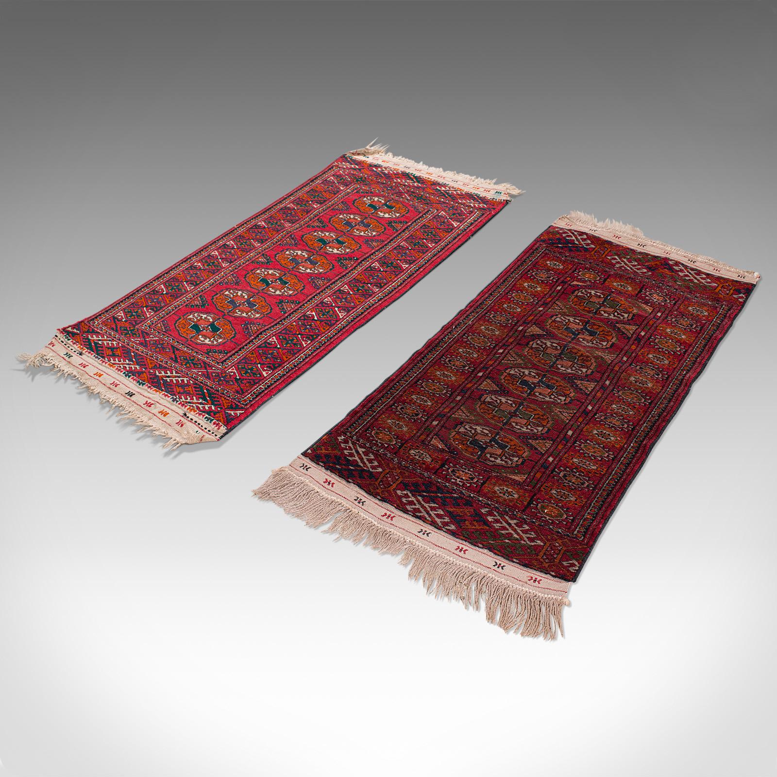 Antique Near Pair, Bokhara Rugs Turkoman Tekke Carpet, Wall Covering, circa 1910 In Good Condition For Sale In Hele, Devon, GB