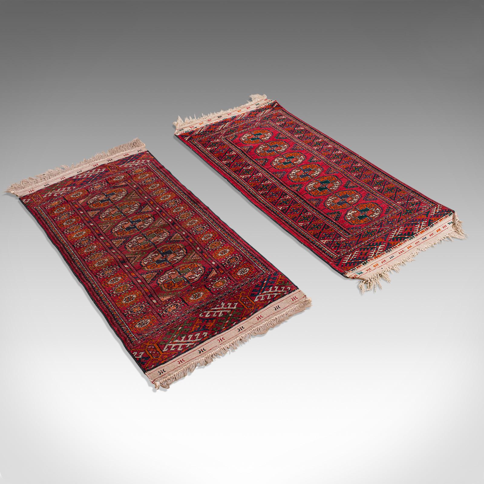 20th Century Antique Near Pair, Bokhara Rugs Turkoman Tekke Carpet, Wall Covering, circa 1910 For Sale