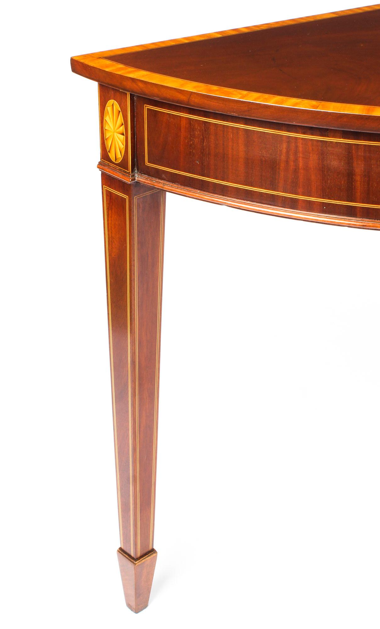 Antique Near Pair of Mahogany and Satinwood Inlaid Side Console Tables 6