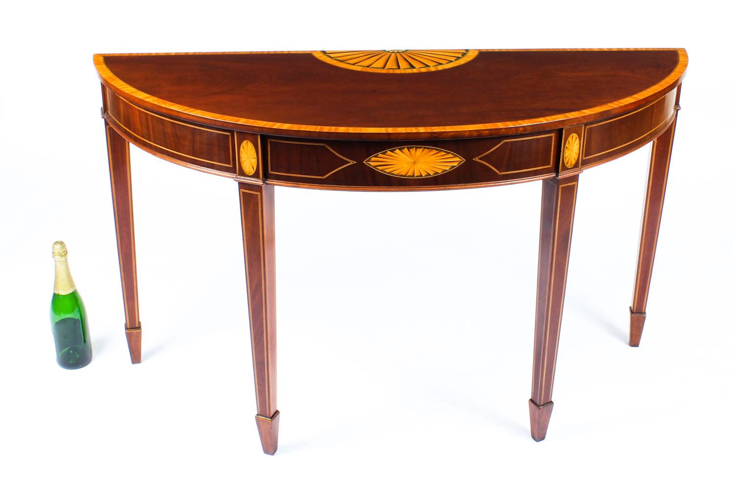 Antique Near Pair of Mahogany and Satinwood Inlaid Side Console Tables 10