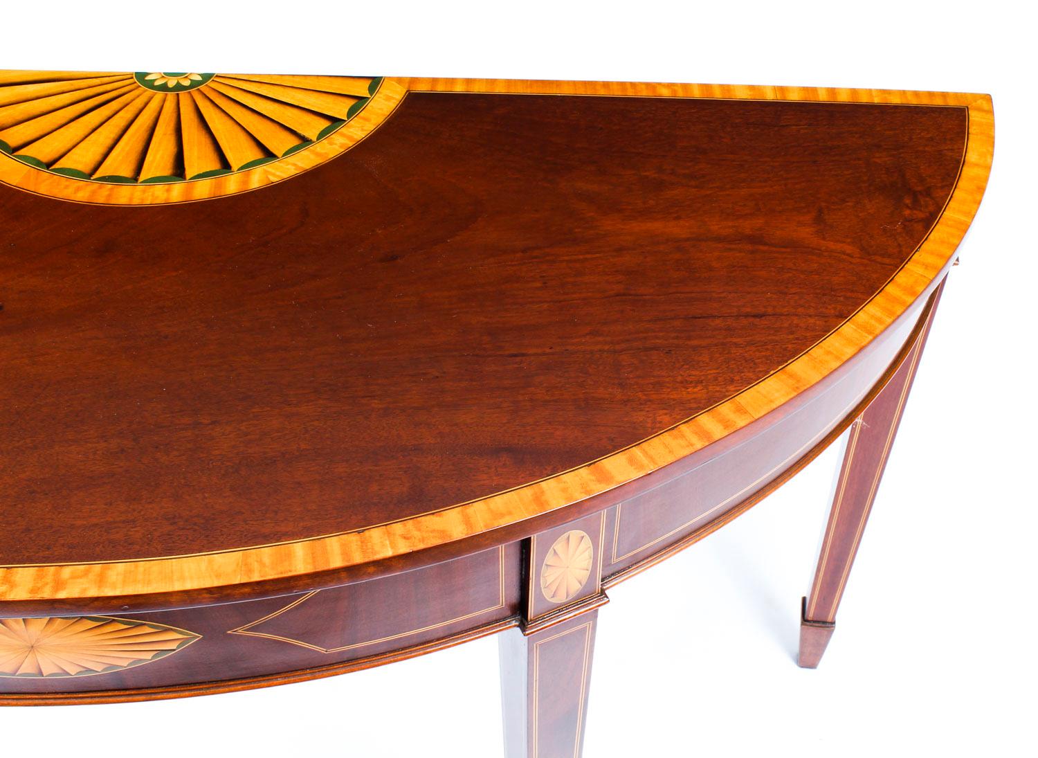 Early 19th Century Antique Near Pair of Mahogany and Satinwood Inlaid Side Console Tables