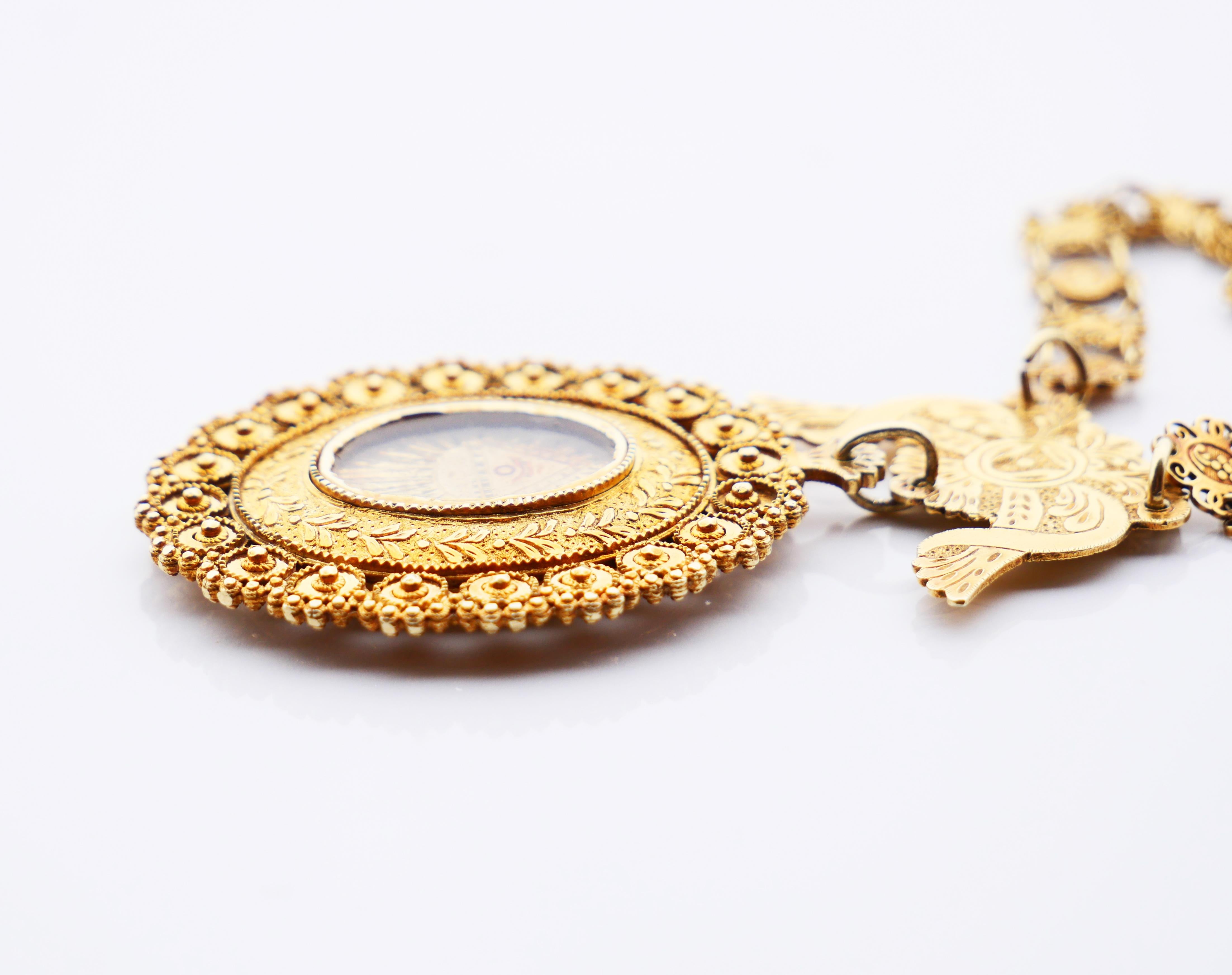 Antique Necklace Eye of God solid 19K Gold / 26.6 gr For Sale 6