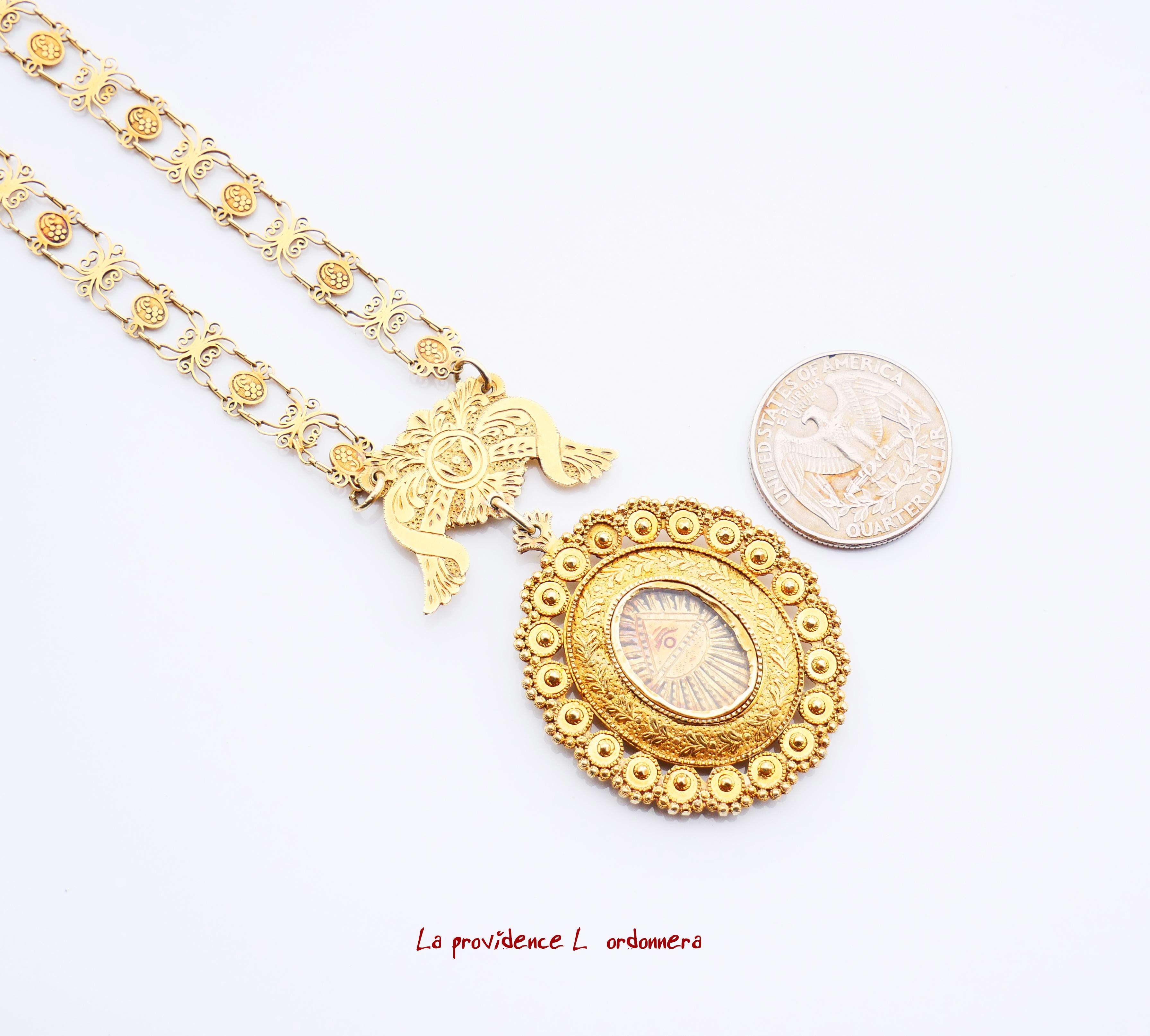 Antique Necklace Eye of God solid 19K Gold / 26.6 gr For Sale 7