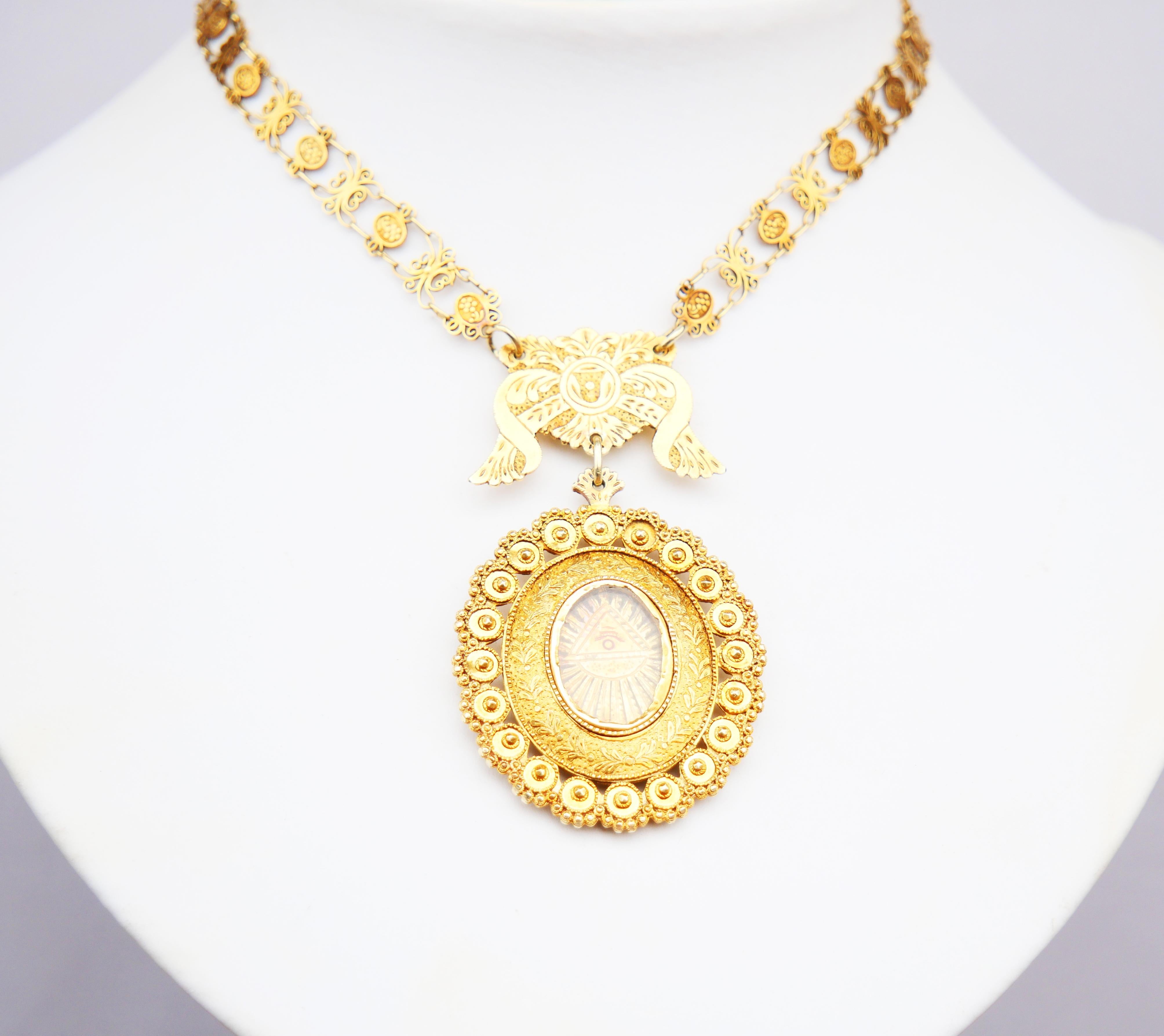 Antique Necklace Eye of God solid 19K Gold / 26.6 gr For Sale 2