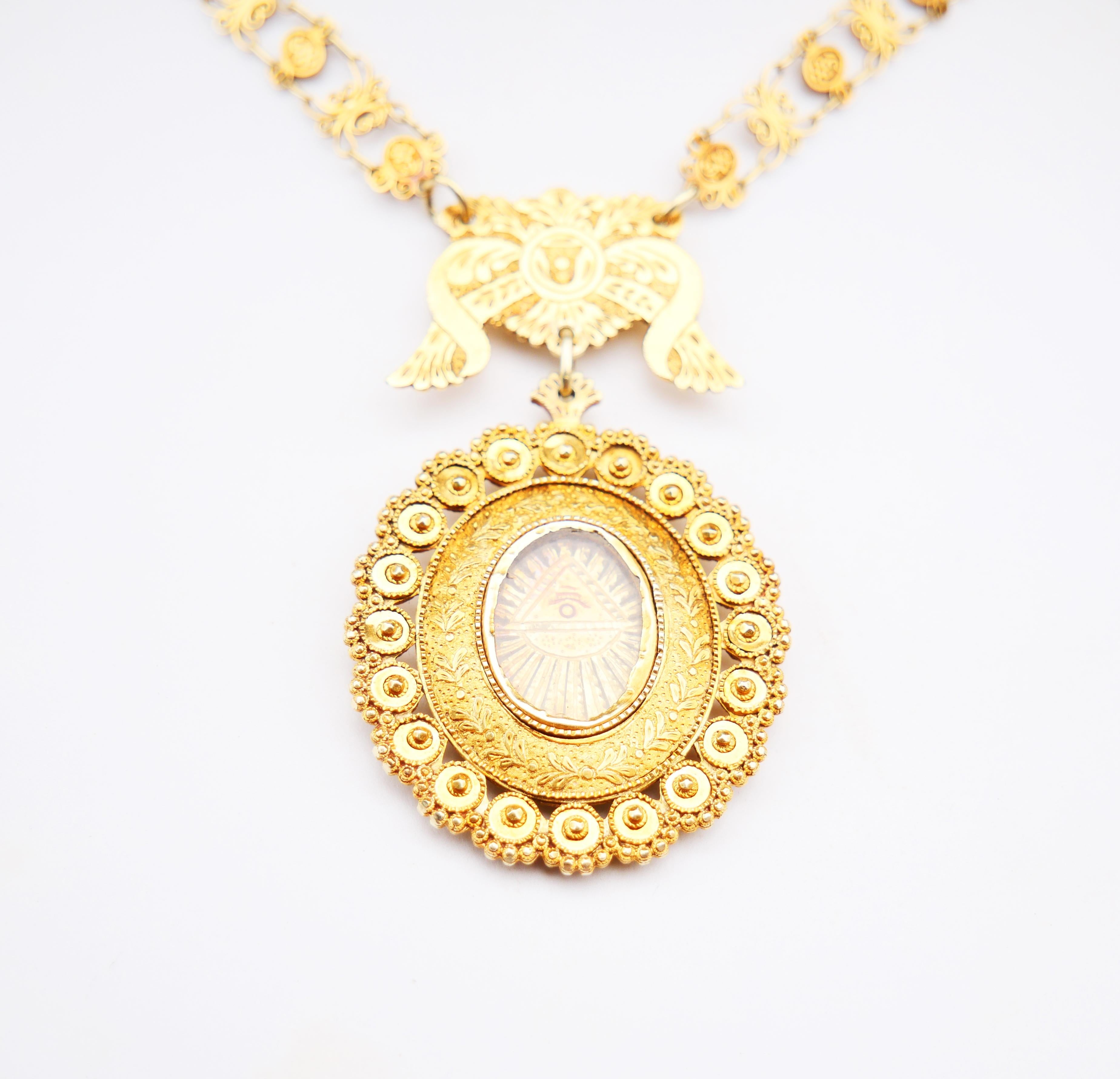 Antique Necklace Eye of God solid 19K Gold / 26.6 gr For Sale 3