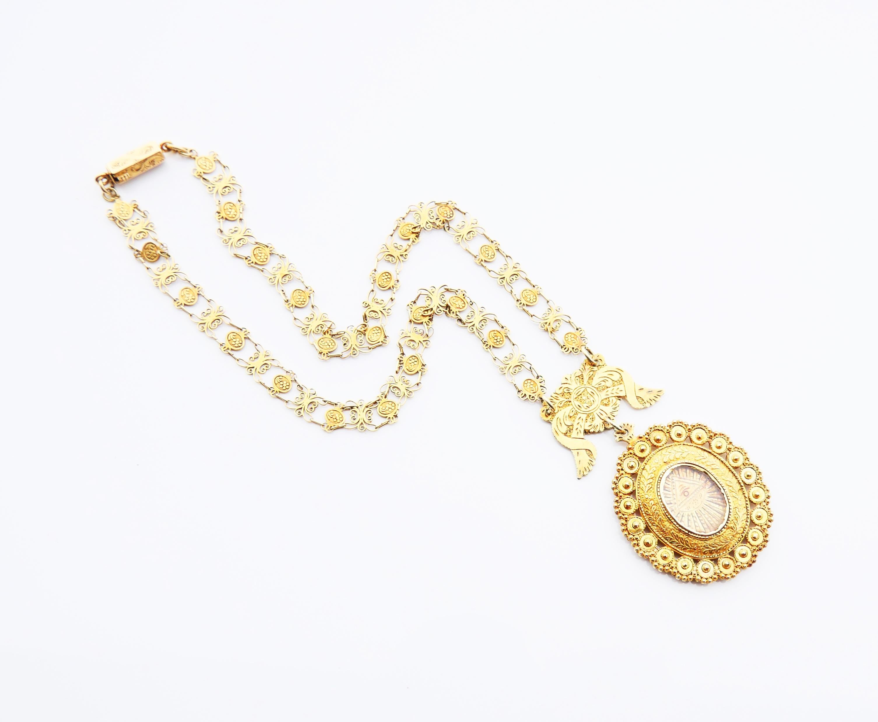 Collier antique Oeil de Dieu en or massif 19K / 26,6 gr en vente 5