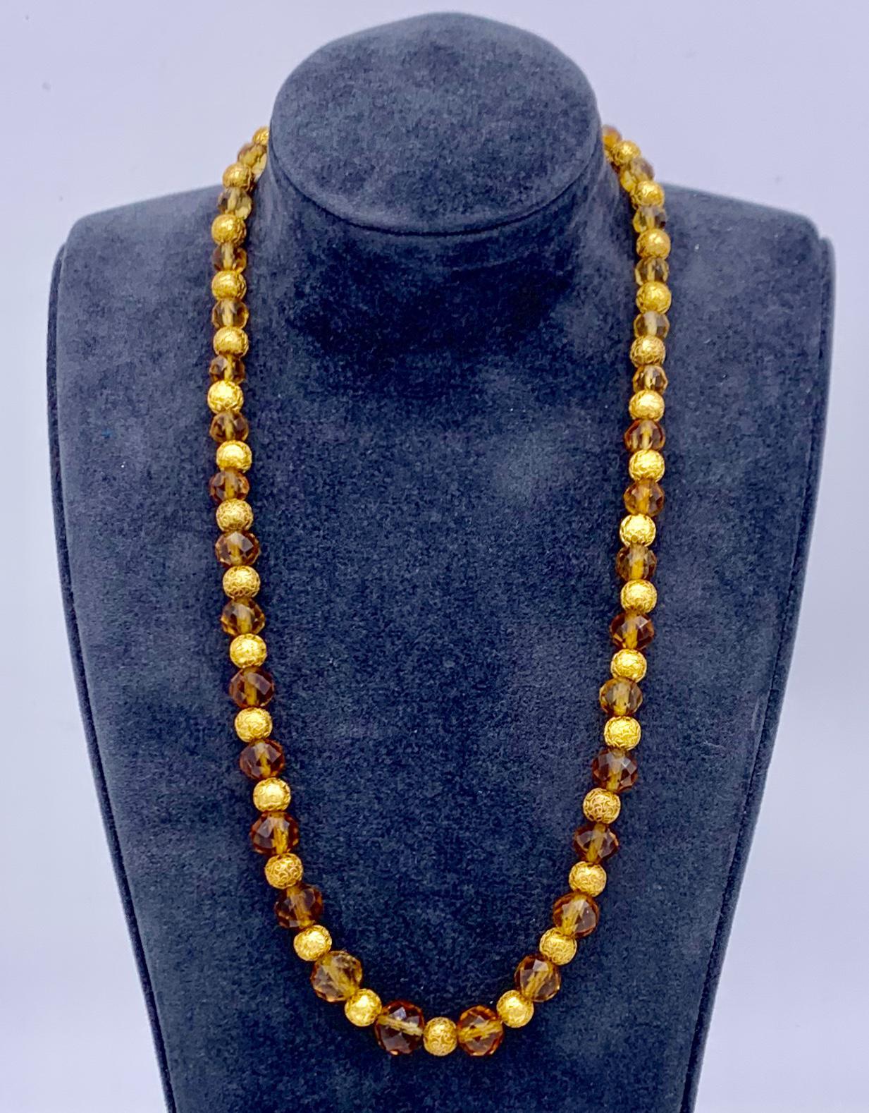 Antique Necklace Gold Citrine Beads In Good Condition In Munich, Bavaria