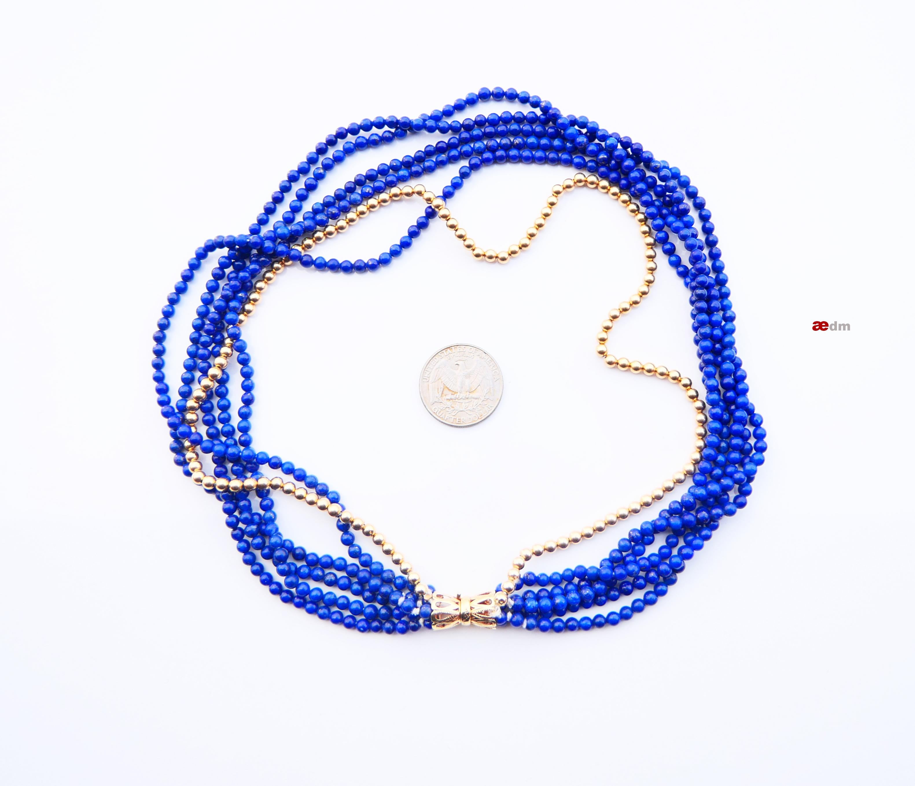 Antique Necklace Lapis Lazuli solid 14K Gold /44.5 cm/47 gr For Sale 7