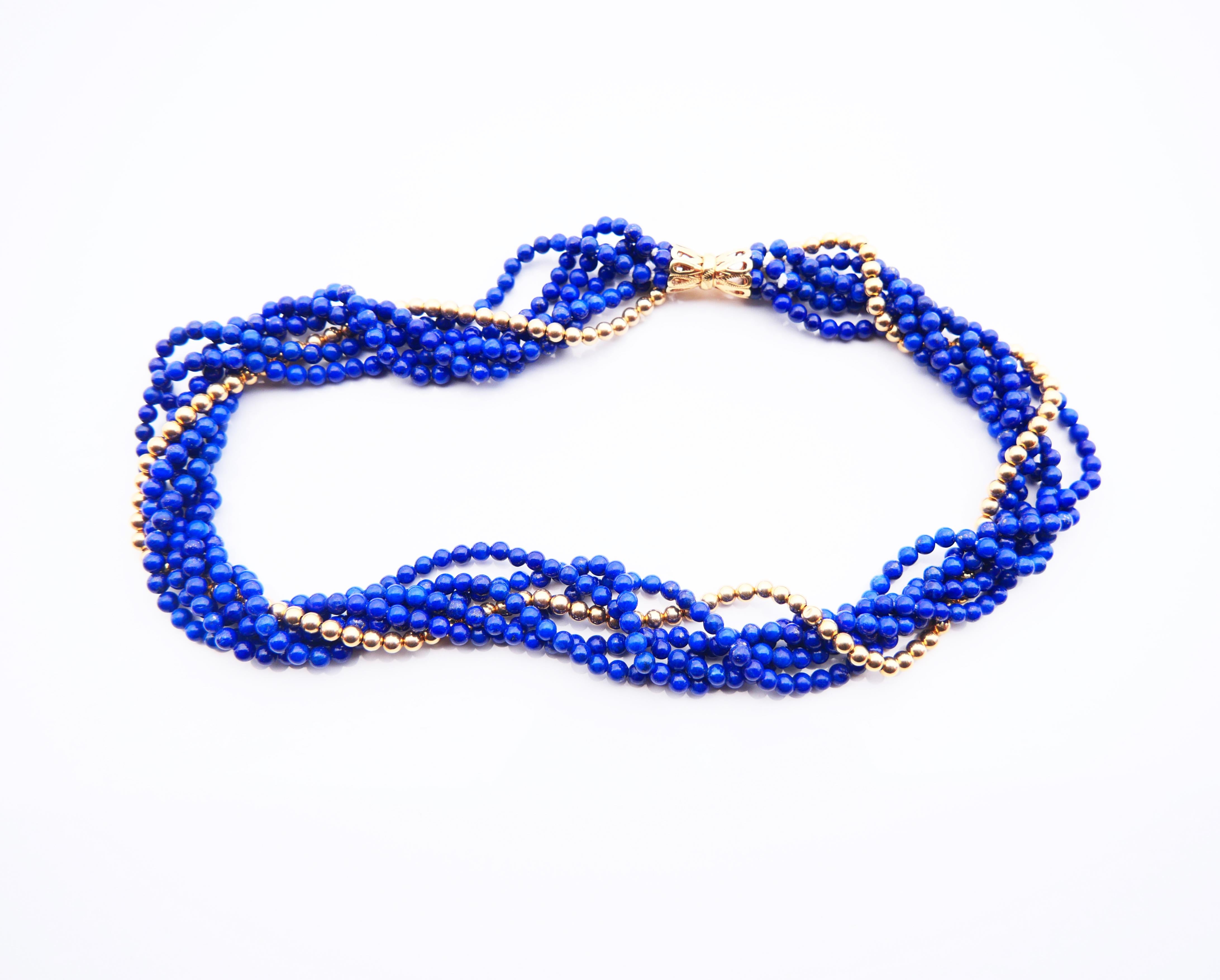 Women's Antique Necklace Lapis Lazuli solid 14K Gold /44.5 cm/47 gr For Sale