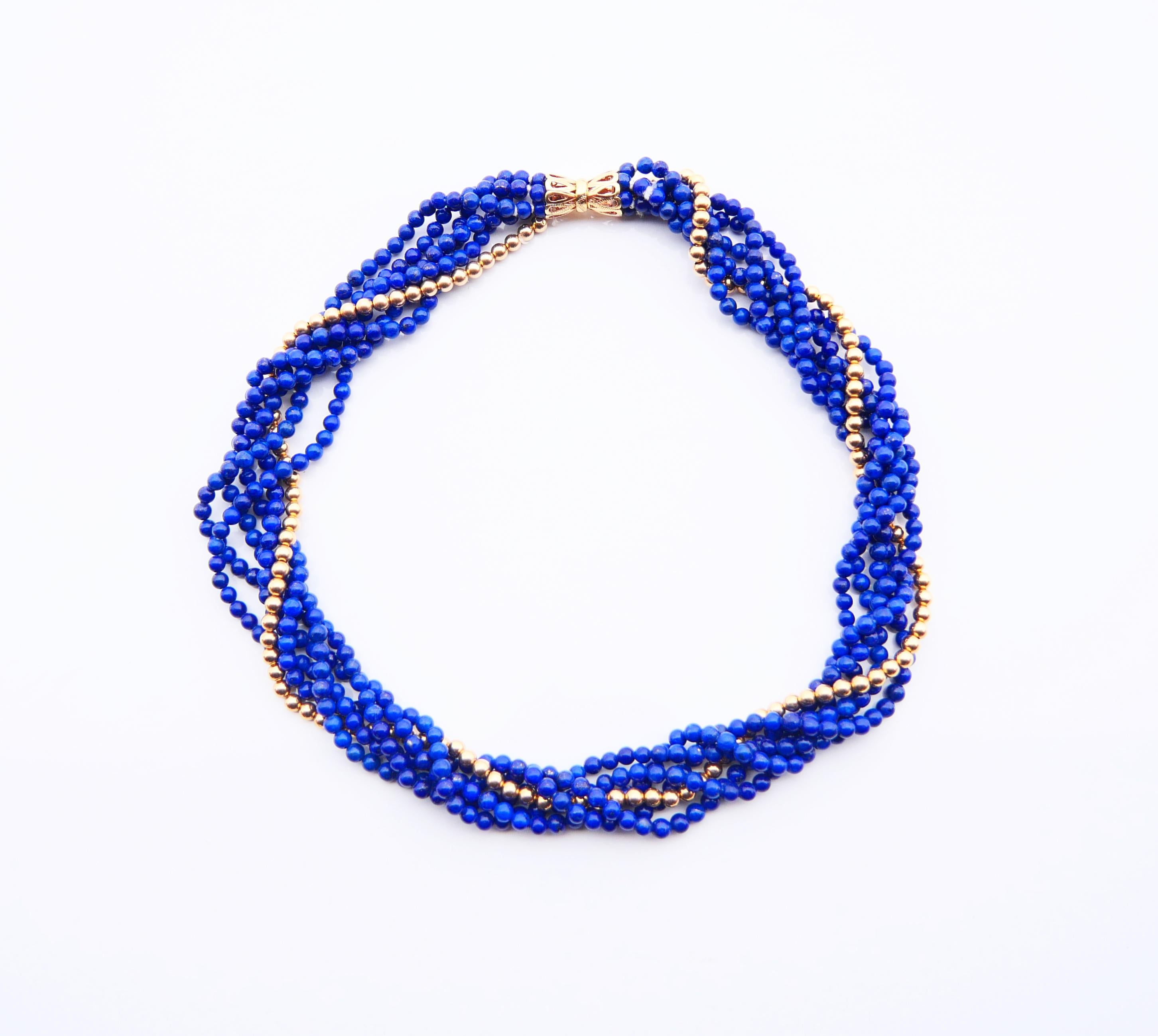 Antique Necklace Lapis Lazuli solid 14K Gold /44.5 cm/47 gr For Sale 1