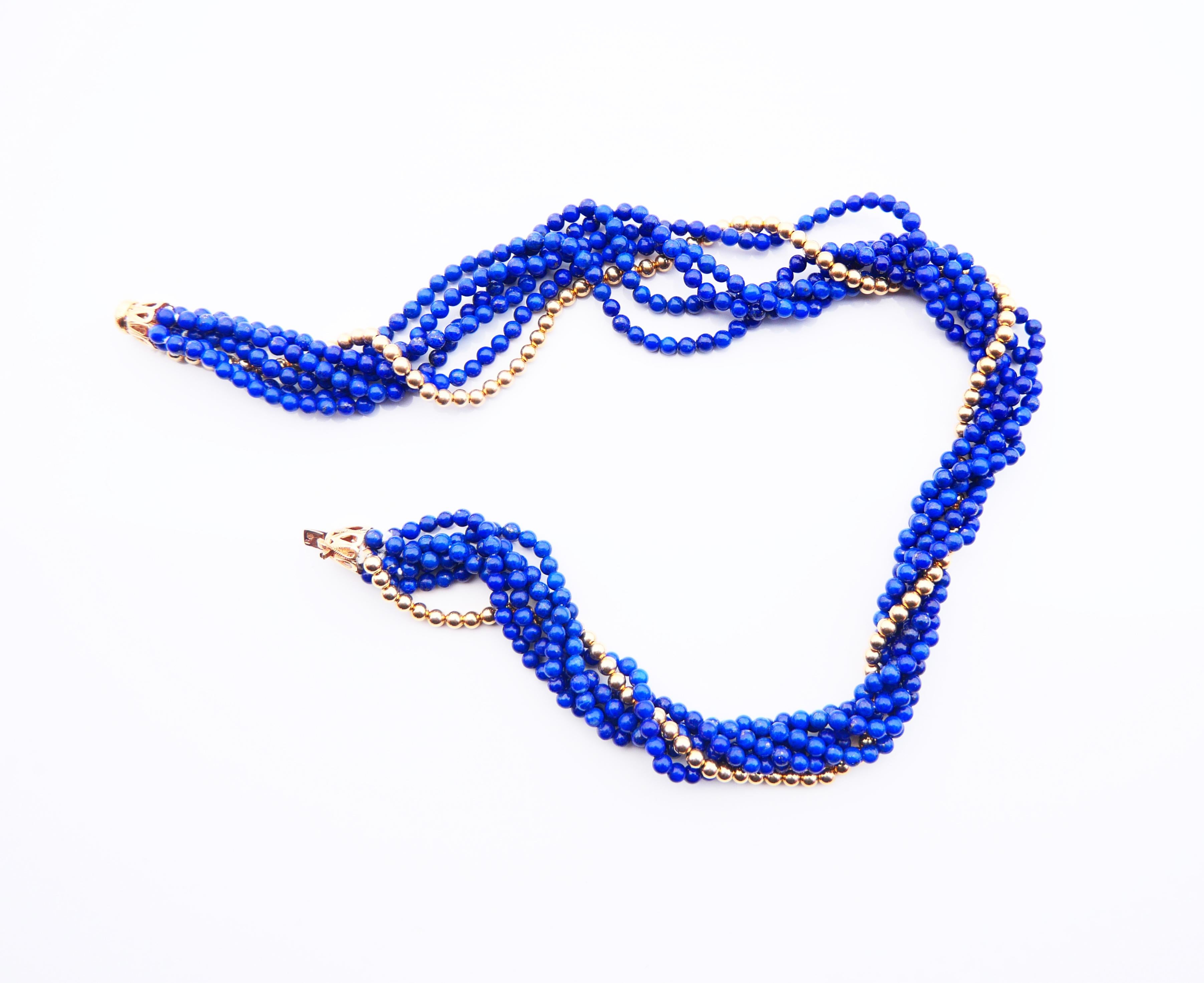 Antique Necklace Lapis Lazuli solid 14K Gold /44.5 cm/47 gr For Sale 5