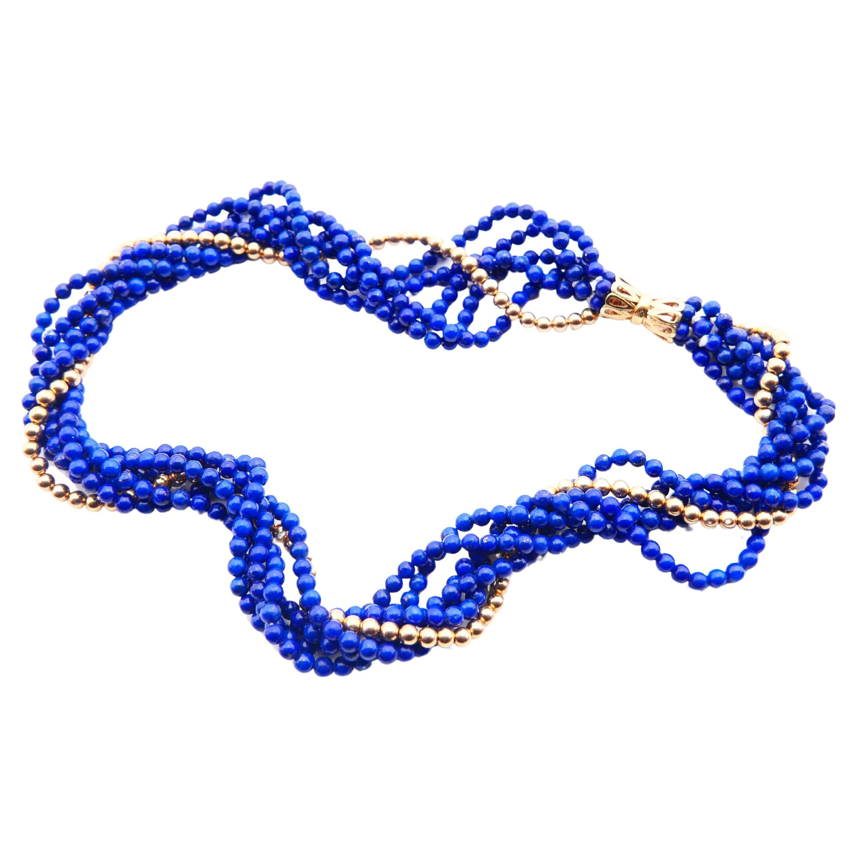 Antique Necklace Lapis Lazuli solid 14K Gold /44.5 cm/47 gr For Sale