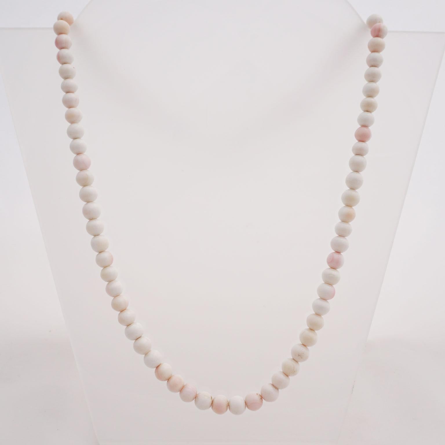 Round Cut Antique necklace made of coral beads angel skin