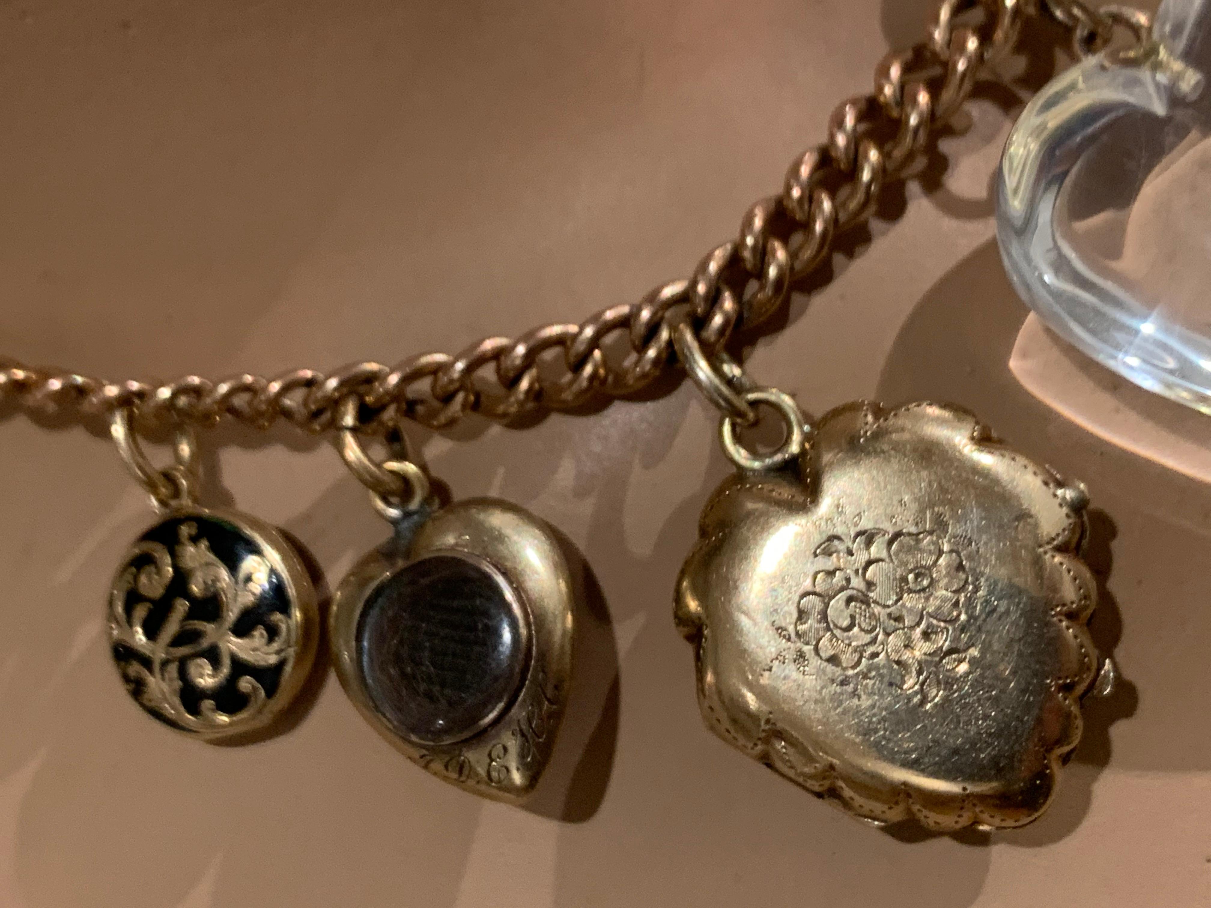 Antique Hearts Lockets Pendants Necklace Rock Crystal Diamonds Enamel   4