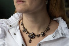 Antique necklace with amethysts, pearls and enamel, late 19th century.