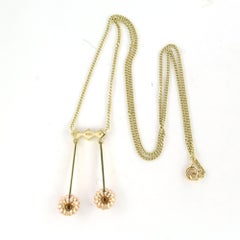 Antique Necklace with rose cut diamonds up to 0.25ct 14k gold 6.1 grams