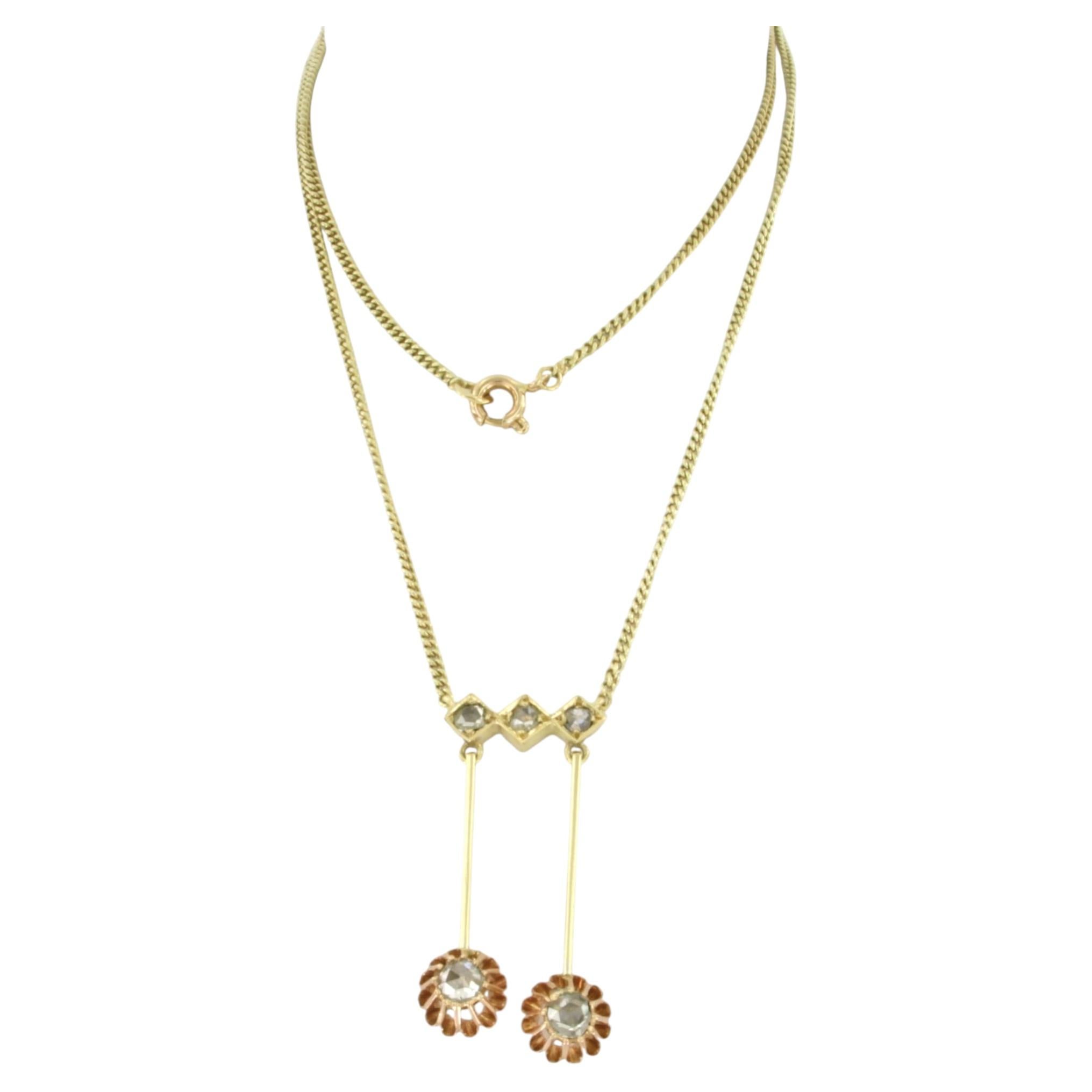 Collar antiguo con diamantes de talla rosa de hasta 0,25 ct, oro de 14k, 6,1 gramos