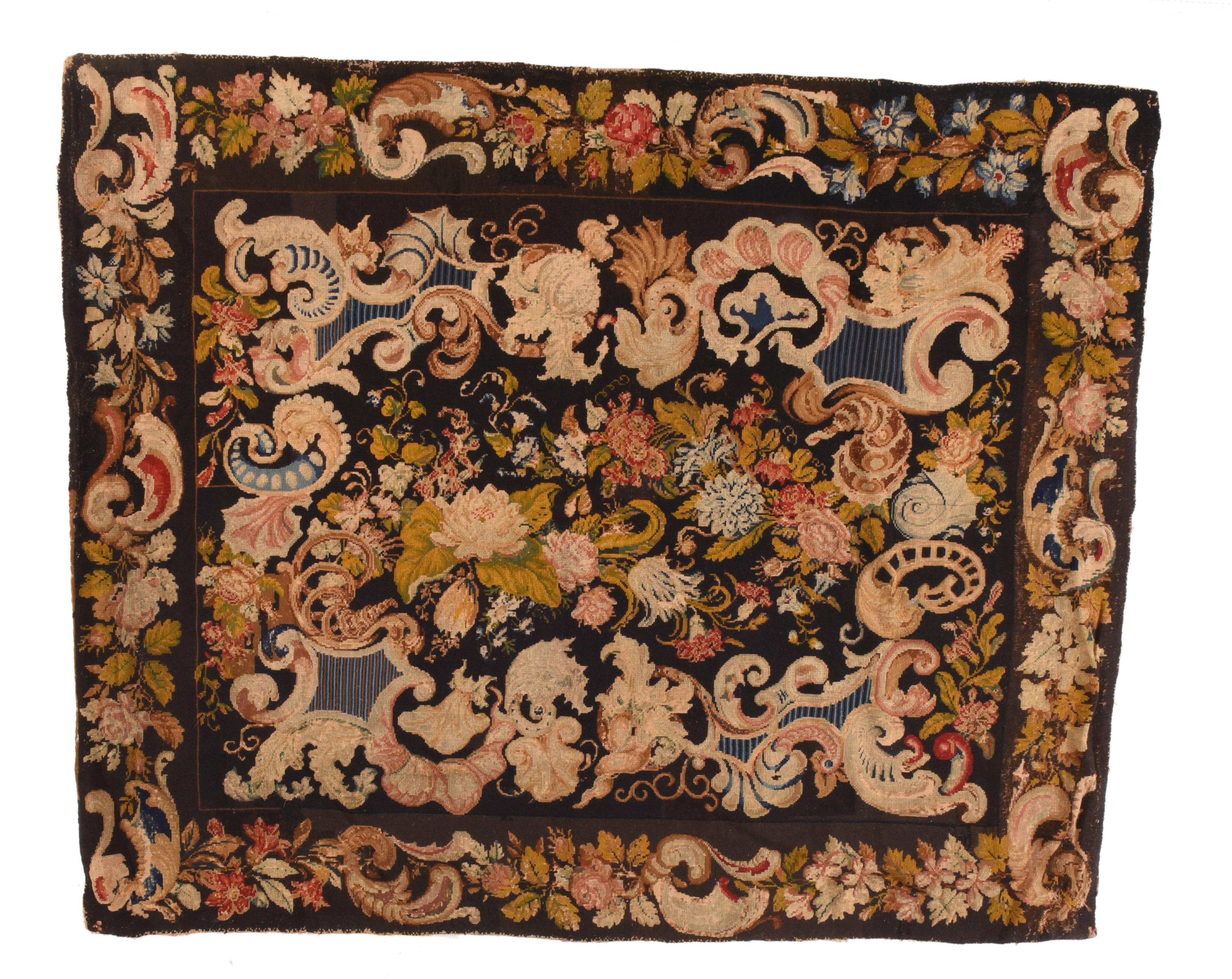 English Antique Needle Point Rug For Sale
