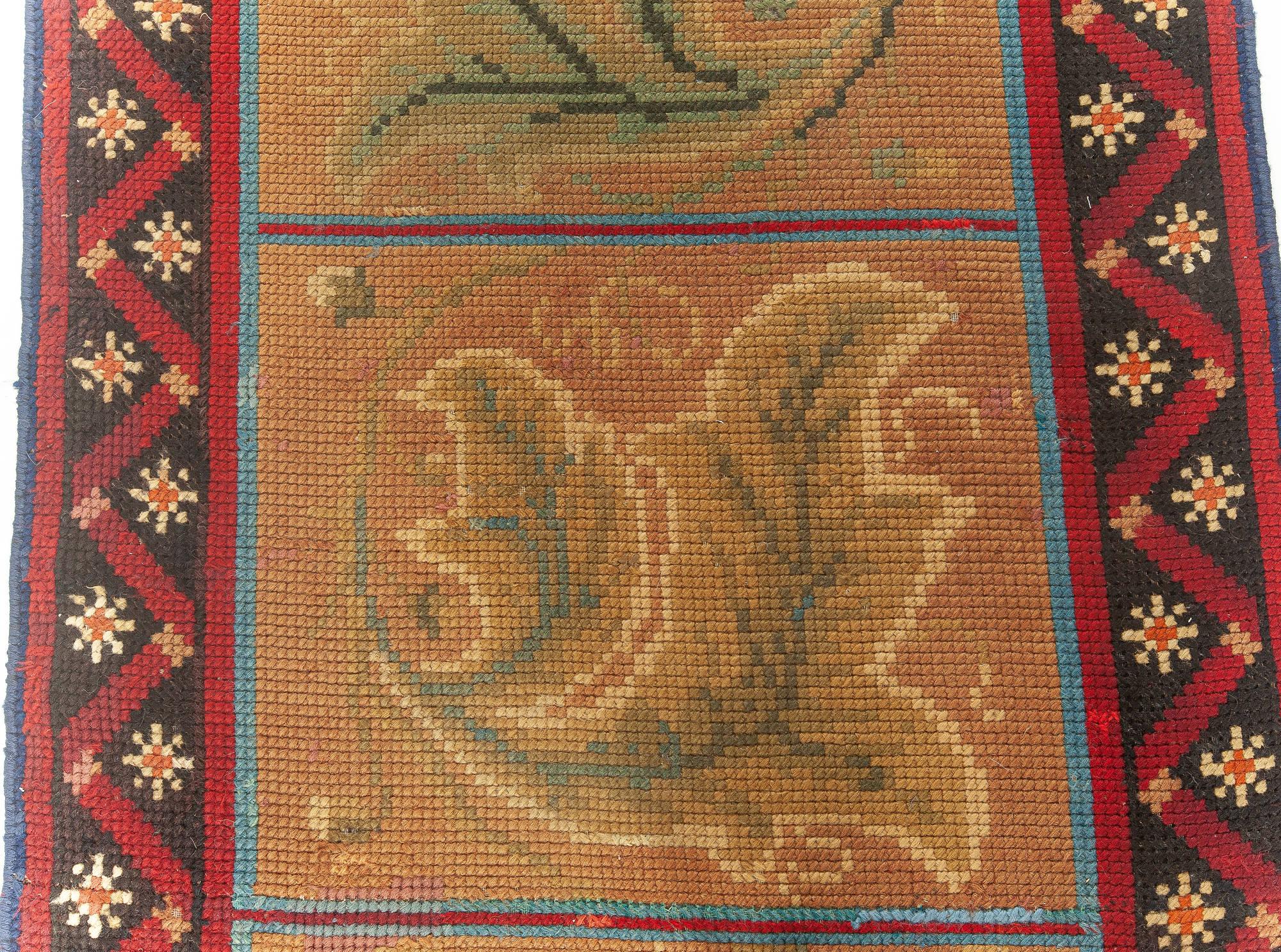 Wool Antique Needle Point Runner For Sale