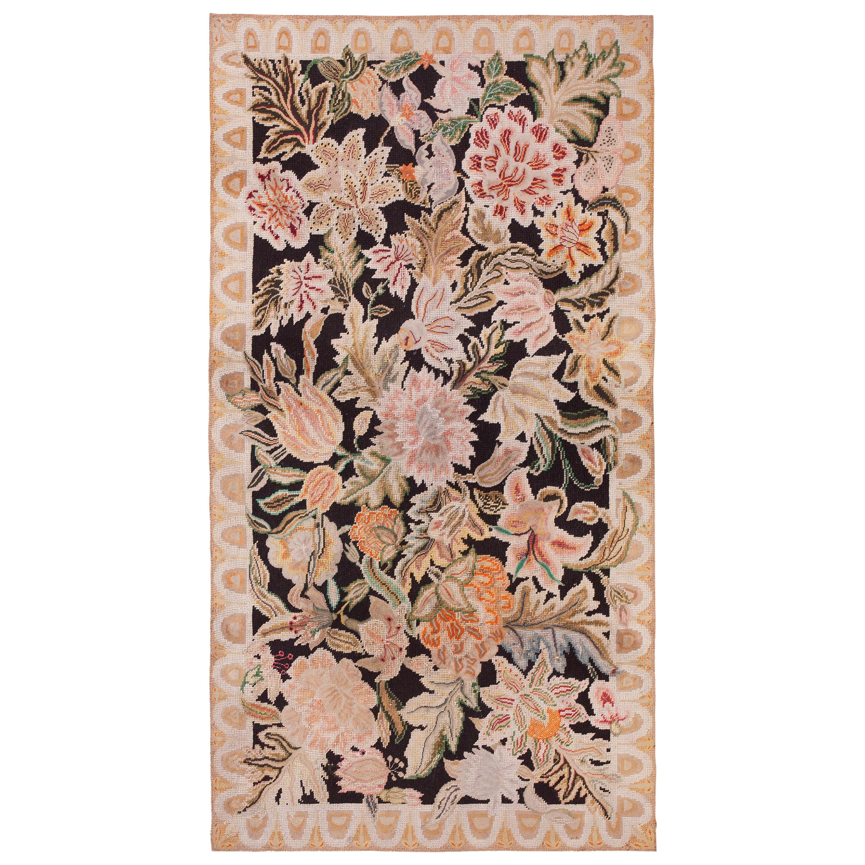 Antique European Needlepoint 6'0" x 6'0" For Sale at 1stDibs