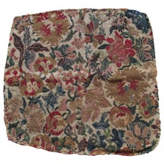 Antique Needlepoint Floral Tapestry Seat Cover
