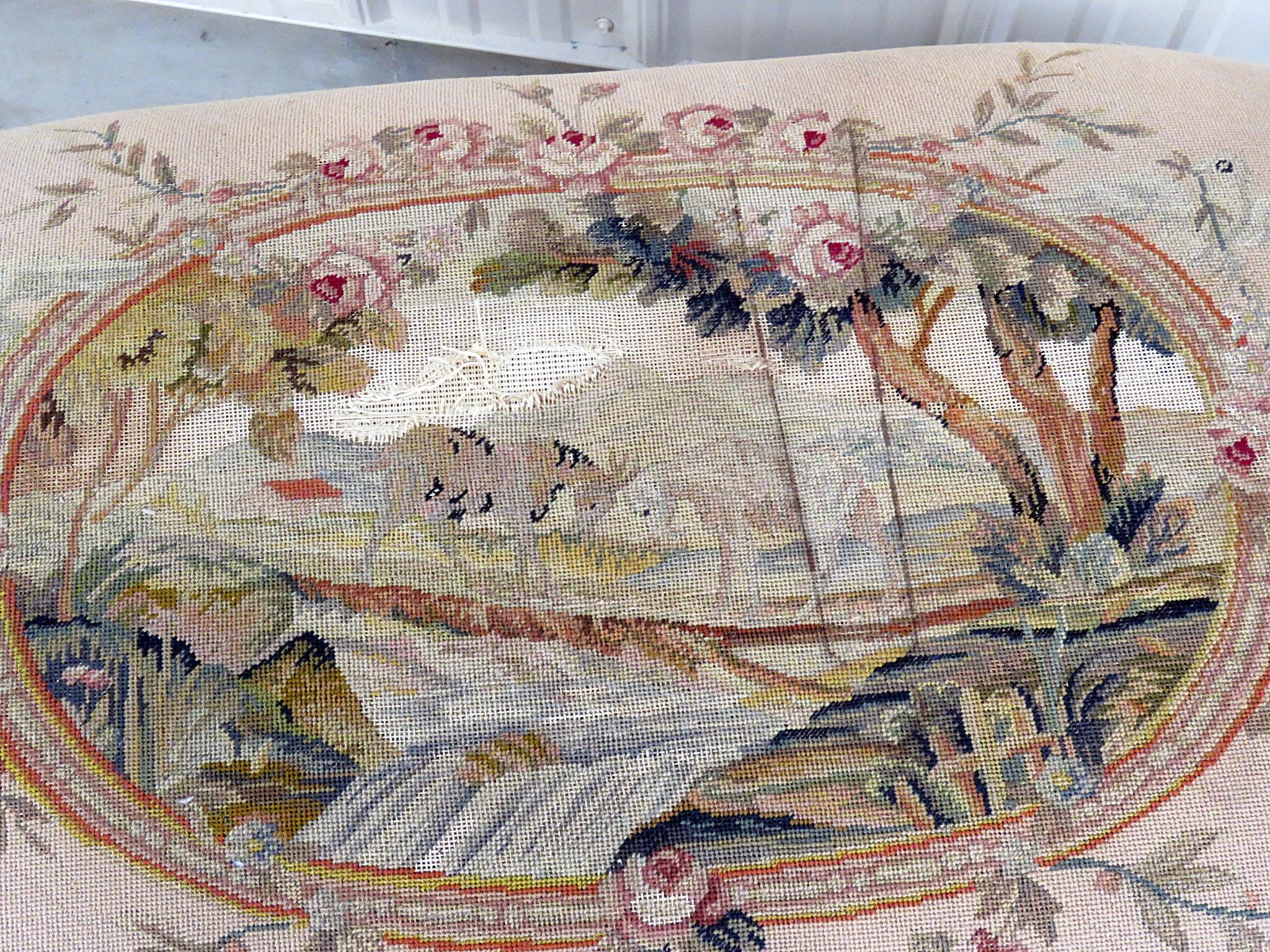 20th Century Antique Needlepoint Footstool