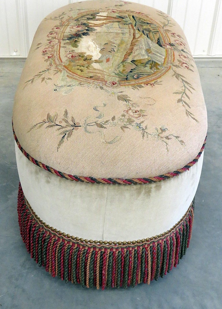 Antique Needlepoint Footstool For Sale at 1stDibs