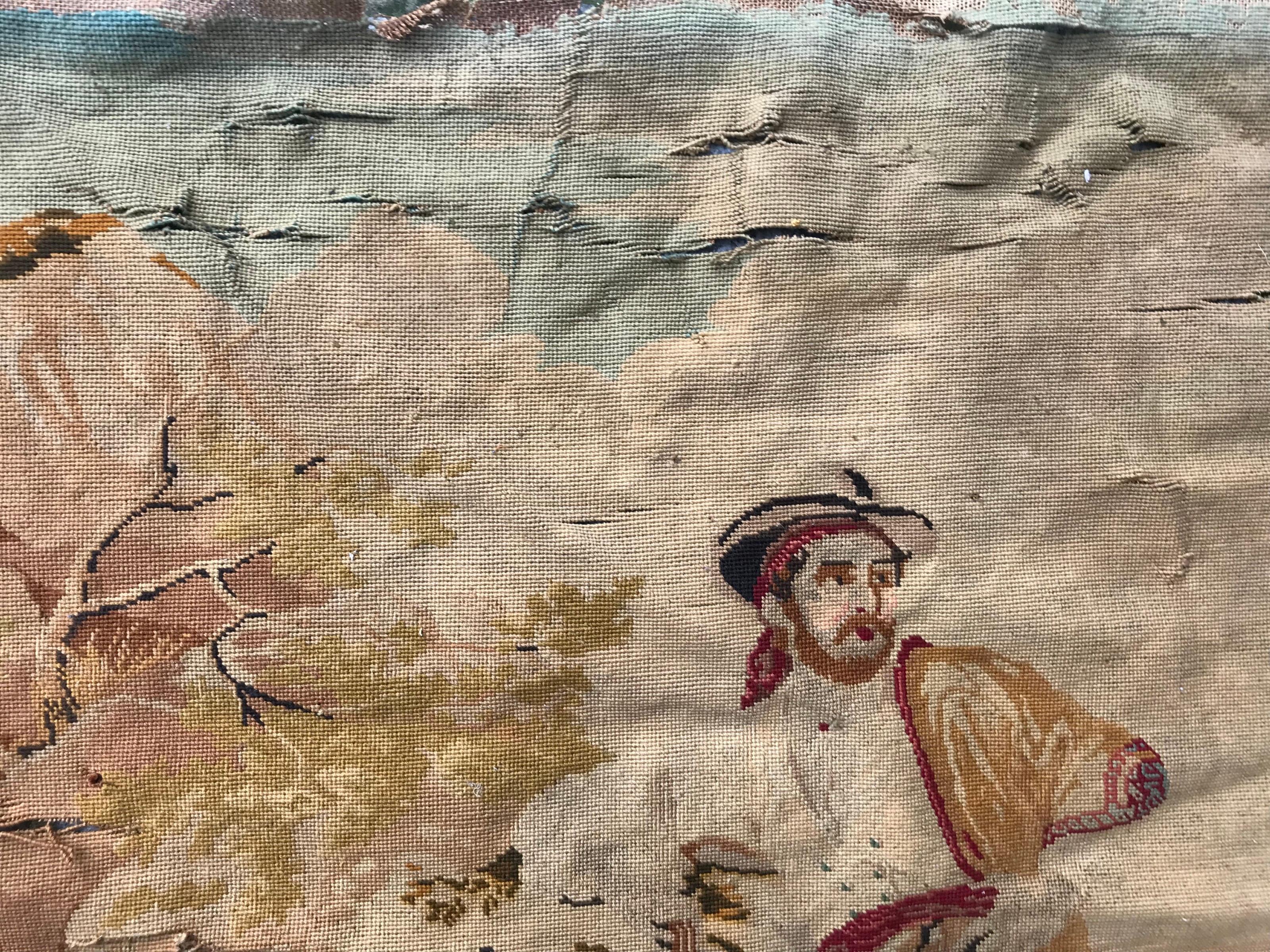 Antike Nadelspitze Französisch Wandteppich (Gobelinstrickerei)