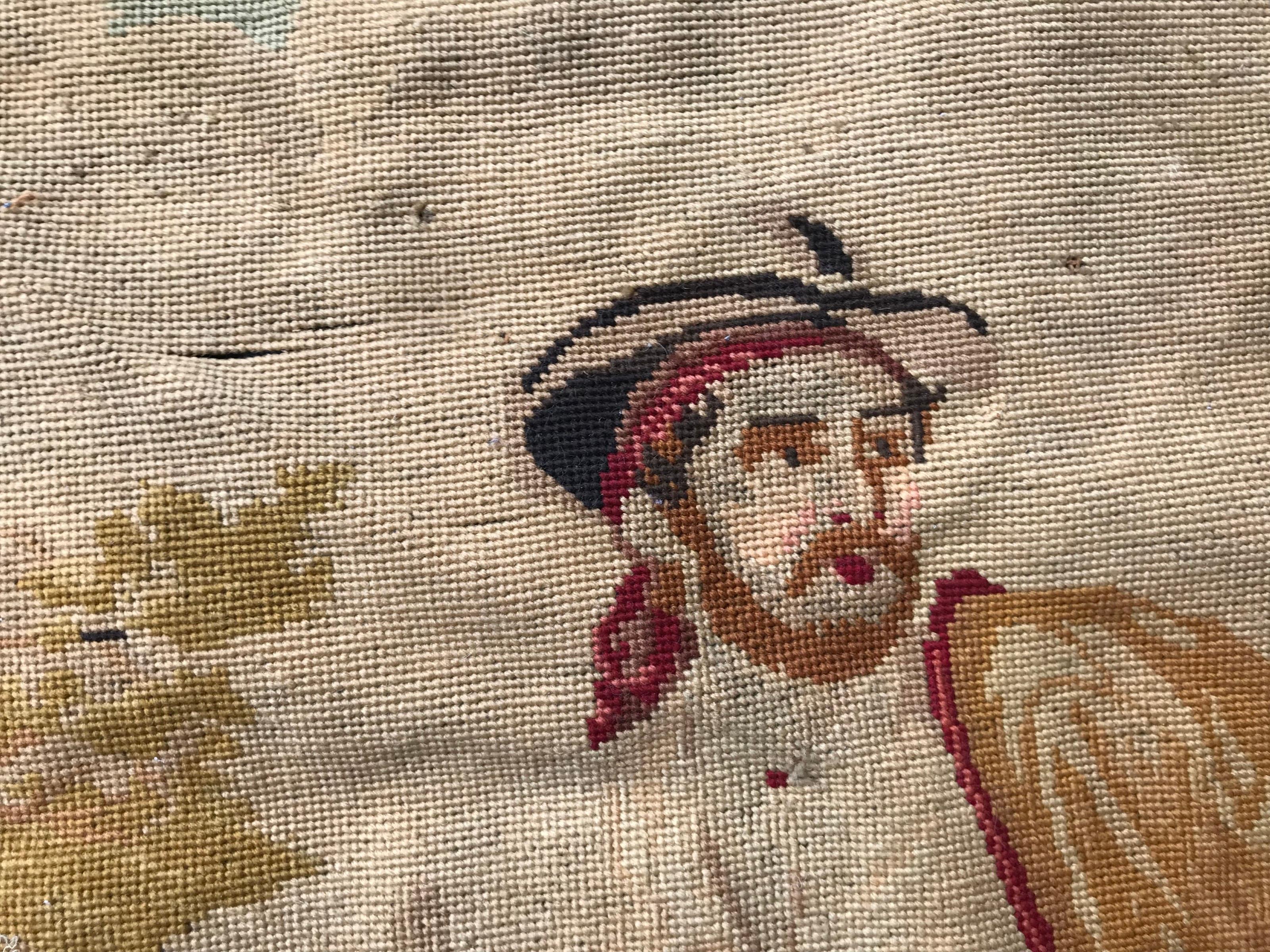Antique Needlepoint French Tapestry In Fair Condition In Saint Ouen, FR