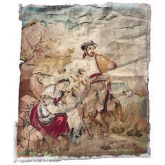 Antike Nadelspitze Französisch Wandteppich